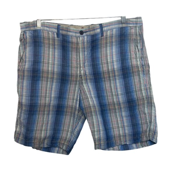 Tommy Bahama Plaid Linen Blend Shorts Mens Size 40 Blue - Picture 1 of 10